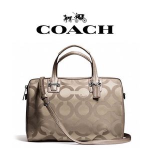 COACH TAYLOR SILVER FLINT SIGNATURE SATCHEL